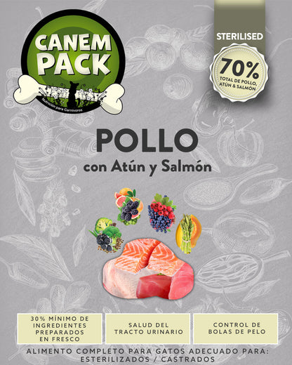 GATO ESTERILIZADO POLLO CON ATÚN Y SALMÓN