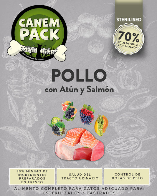 GATO ESTERILIZADO POLLO CON ATÚN Y SALMÓN