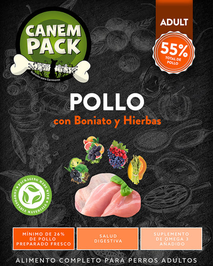 PERRO ADULTO POLLO CON BONIATO Y HIERBAS