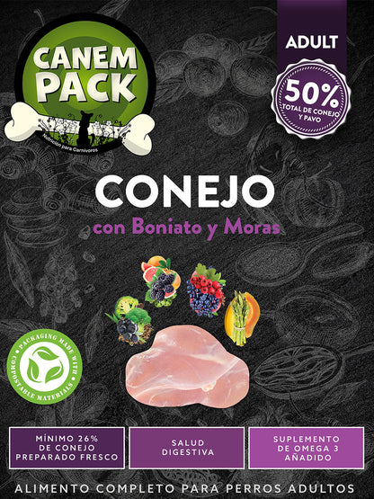 PERRO ADULTO CONEJO CON BONIATO Y MORAS