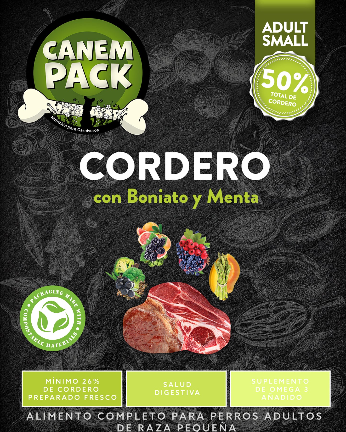 PERRO ADULTO RAZA PEQUEÑA CORDERO CON BONIATO Y MENTA