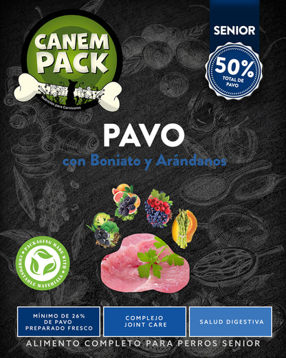 PERRO SENIOR PAVO CON BONIATO Y ARÁNDANOS